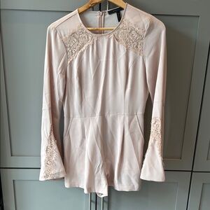 BCBG Elegant Lace Long Sleeve Romper